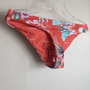 Bebe Tropical Floral Bikini Bottom Orange Large